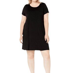 Short Black Dress Francesca’s PLus Size 1X Shift Faux Suede Short Sleeved NWT